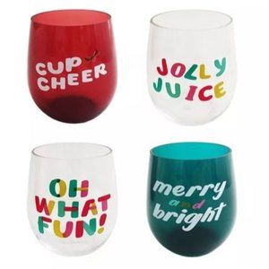 Merry Merry 4-pc. Acrylic Stemless Wine Glass Set